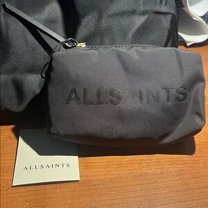 NWT!! All Saints Black Cosmetic Pouch Makeup Bag Toiletry Case